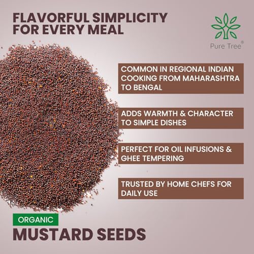 Image of Pure Tree Certified Organic Mustard Seeds Small | 5 Kg / 5000 g | Black Small Mustard Rai Seeds Small | Sasive seeds Whole Kali Rai Dana | Sarson dana Indian Spice Gluten Free