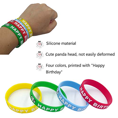 Tangser Happy Birthday Bracelets, Classroom Birthday Rubber Braclet, Silicone Wristbands, Birthday Gifts For Kids, Students From Teacher With Panda Pattern [24 Pack] #TOP3