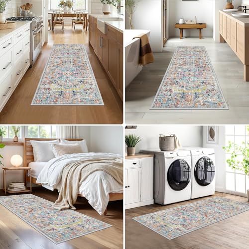 Pauwer Boho Hallway Runner Rug 2x5 Washable Entryway Area Rugs Non Slip Farmhouse Vintage Floor Mat Carpet Runner for Hallways Laundry Room Kitchen Bathroom Bedroom