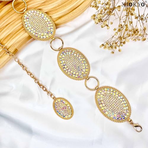 Image of Rhinestone Concho Belt for Women, Western Cowgirl Crystal Chain Belt for Country Concert Party Outfit