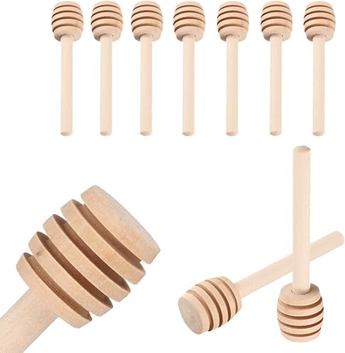 Miniatura 3 de AKOAK 10 unidades de 3.1 in/3.14 pulgadas de madera de miel cuchara para tarros de miel, café leche té mermelada madera revolver palo accesorios de