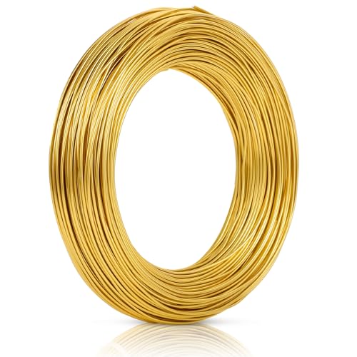 Fil de bricolage Yoosso, doré, 50 m x 1 mm, pour travaux manuels, bijoux, fil de liaison, modelage, acier inoxydable, pour la fabrication de bijoux, les travaux manuels