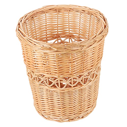 Lurrose Cubo De Basura De Sauce Papelera Tejida Mano Estilo Natural Decoración Hogar Accesorio Para Cubo De Basura