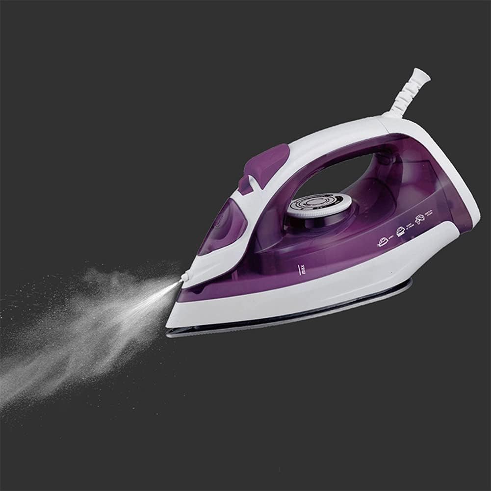 Steam Iron 1600W Iron with 160Ml Water Tank Nano Ceramic Soleplate Self-Cleaning Anti-Limescale Drip Stop Vertical Steam Purple