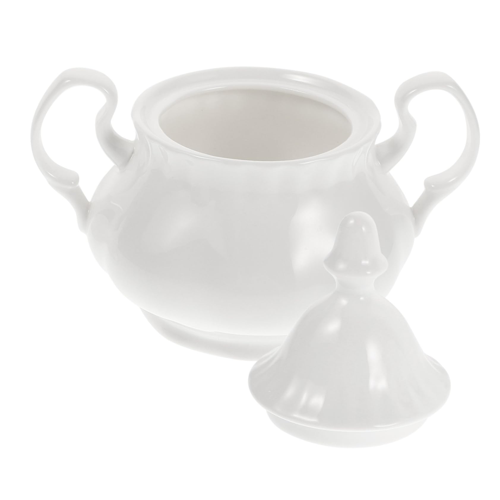 PRETYZOOM Elegant Vintage White Ceramic Sugar Bowl with Lid Decorative Teapot for Kitchen Seasoning Storage and Versatile Sugar Container for Coffee and Tea Use