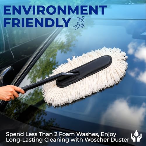 Image of Woscher Car Duster - Lint-Free & Scratch-Free Car Cleaning Brush with Long Handle | Premium Dust Cleaner for Car Exterior | Easy & Effortless Cleaning