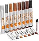 ACHT EINZIGARTIGE FARBEN - Sowohl große Filzstifte als auch Vertuschungswachsstifte sind in 8 einzigartigen Farben erhältlich: Ahorn, Eiche, Kirsche, Walnuss, Mahagoni, Weiß, Grau und Schwarz, die zu den Farben Ihrer Möbel passen. Sie können Möbel selbst reparieren, brauchen keine professionelle Erfahrung zu haben, um Ihre zerkratzten Möbel usw. zu retuschieren