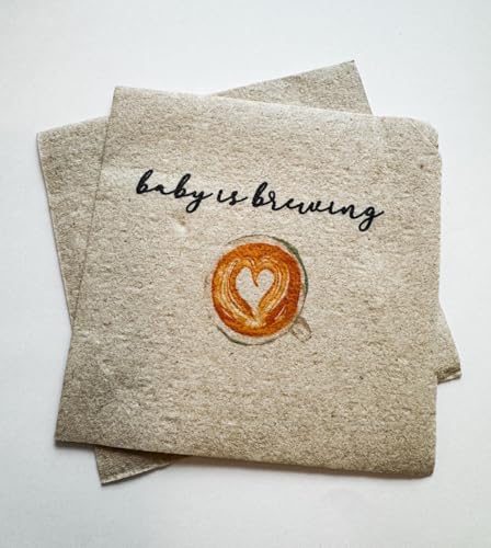A Baby is Brewing Baby Shower Coffee Bar Baby Brunch Kraft - Dinner Napkins Set of 25