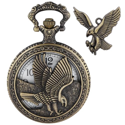 Image of Tiong Pocket Watch Pattern Vintage Quartz Pocket Watches with Chain Christmas Graduation Birthday Gifts Fathers Day