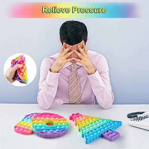 Image of Boniry Push Pop it Bubble Fidget Toy, Pop it Bag Octopus Fidget Spinner Toys Multi Color (Christmas Tree M) (Pack of 2)