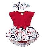 Tinypainter 4th of July Baby Girl Outfits Infant Flower Romper Sleeveless Jumpsuit Big Bow Summer Cl