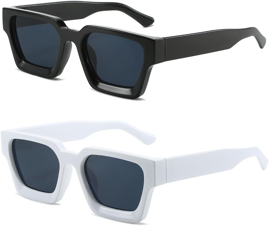 OZPYKAE Thick Square Sunglasses,Men Women Retro Chunky Rectangle