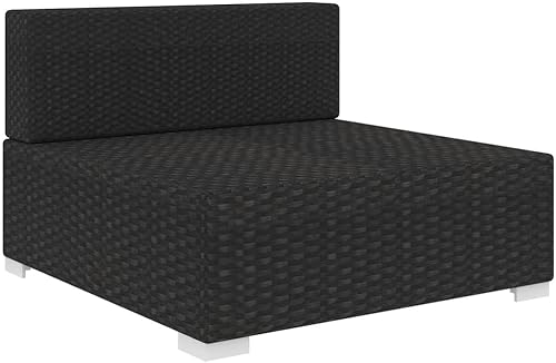 Miniatura 3 de Asiento medio seccional con cojines de ratán de polietileno negro sillas de patio trasero Sillas para Comedor silla de jardín para patio, terraza,