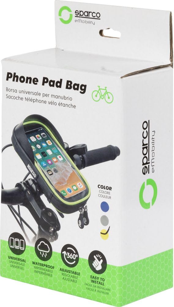 Sparco Custodia Borsa Gialla Porta Cellulare Per Bici In Microfibra Impermeabile Con Touchscreen E Cerniera Doppia