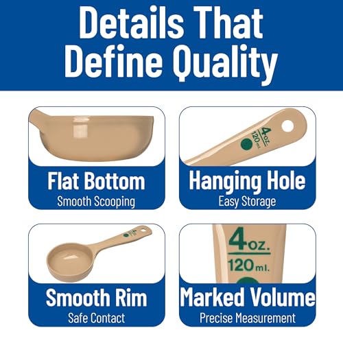 Image of Carlisle FoodService Products 432806 Short Handle Portion Control Spoon, 4 Ounces, Beige (Pack of 12)