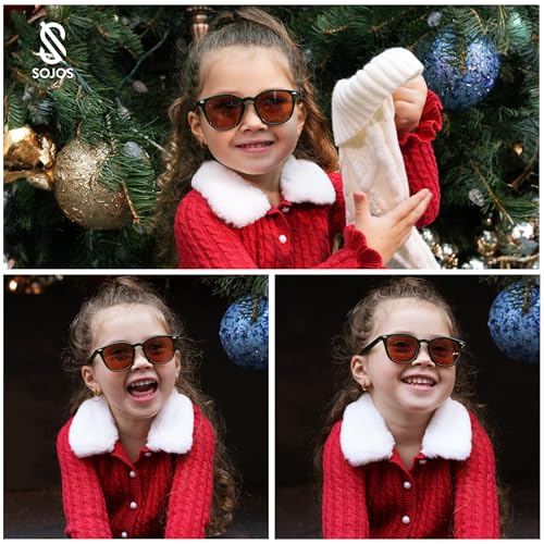 SOJOS Retro Kids Square Polarized Sunglasses for Girls Boys Age 3-10 UV400 Protection De Sol Gafas SK56162