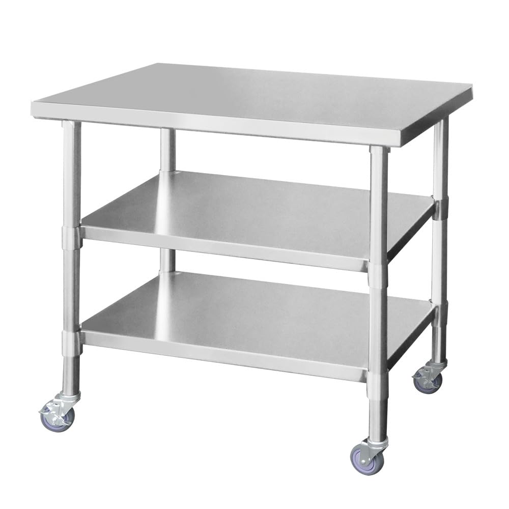 Amazon.co.jp: ステンレス 作業台 キャスター付き 3段 業務用 調理台  