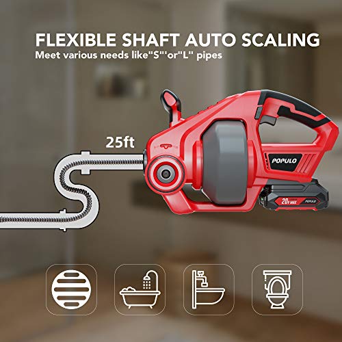 Reviews for POPULO Electric Drain Auger, 25Ft Plumbing Snake Drain Clog