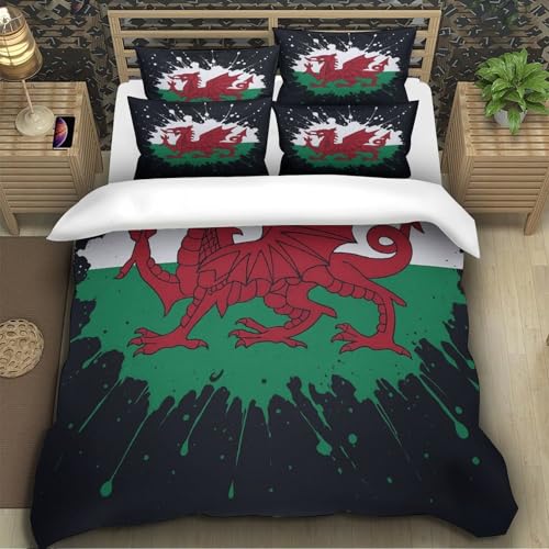 Housse de couette dragon gallois 3D parure de lit douce single - 5