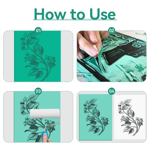 Feuilles plaques caoutchouc souple à graver linogravure A4 A5 A6 pour impression