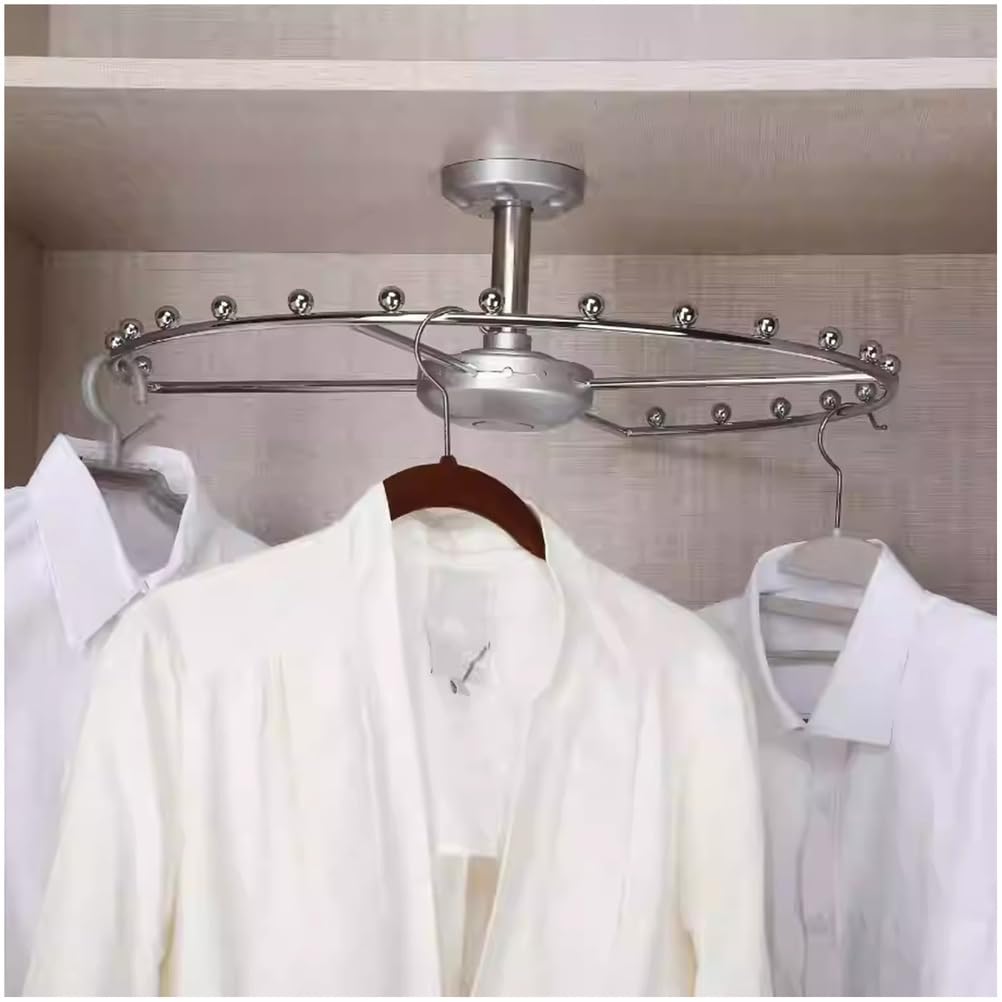 Estante giratorio de ropa de metal de 52cm organizador redondo para armario