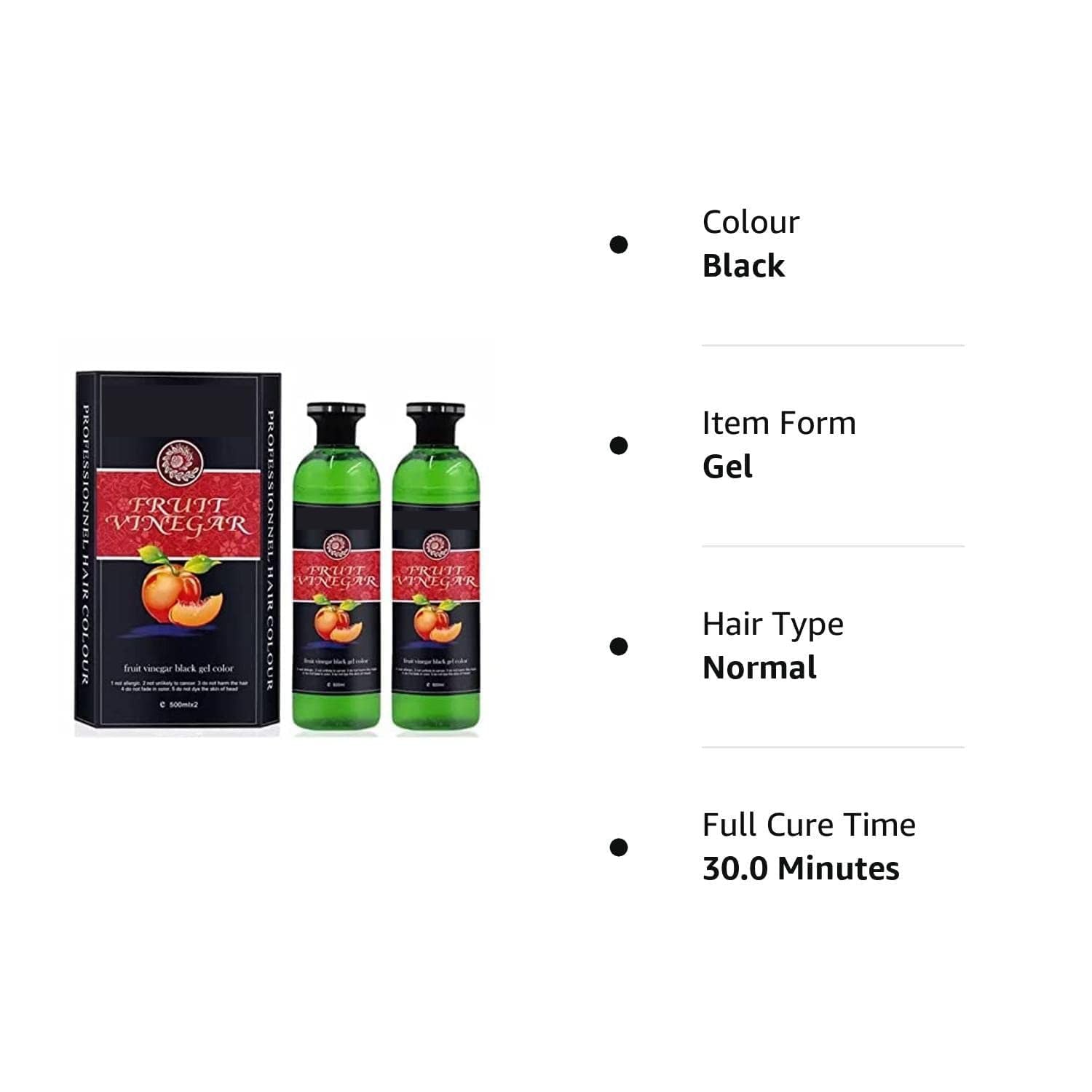 Qivela Fruit Vinegar Hair Dye – Natural, Ammonia-Free Black Hair Color for Men & Women | Nourishing Dual-Formula (100 ml * 2) 4