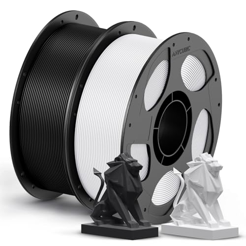 Image of ANYCUBIC PETG Filament 1.75mm, 3D Printer Filament, Dimensional Accuracy + /- 0.02mm, Exceptional Toughness, Print with Most FDM 3D Printers, 1KG Reusable Spool, 2KG Black+White