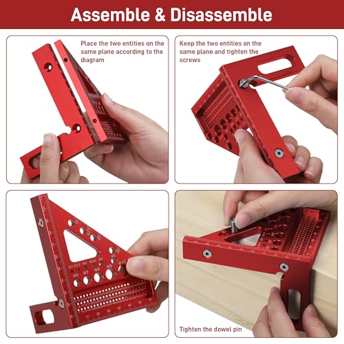 Fentar 3-D Speed Square, 22.5-90° Aluminum Alloy Combination Square, Accurate Carpenters Square with 11 Different Drill Holes and Positioning Aid, Multifunctional Woodworking Tools Set Square, Red 6 Fentar 3-D Speed Square, 22.5-90° Aluminum Alloy Combination Square, Accurate Carpenters Square with 11 Different Drill Holes and Positioning Aid, Multifunctional Woodworking Tools Set Square, Red - Image 6
