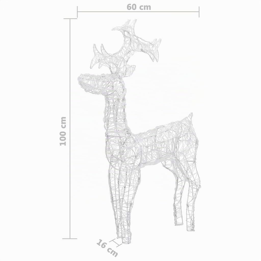 vidaXL Rentier Weihnachtsdekoration 90 LEDs Weihnachten Beleuchtung Figur Weihnachtsdeko Beleuchtet Garten 60x16x100cm Acryl IP 44