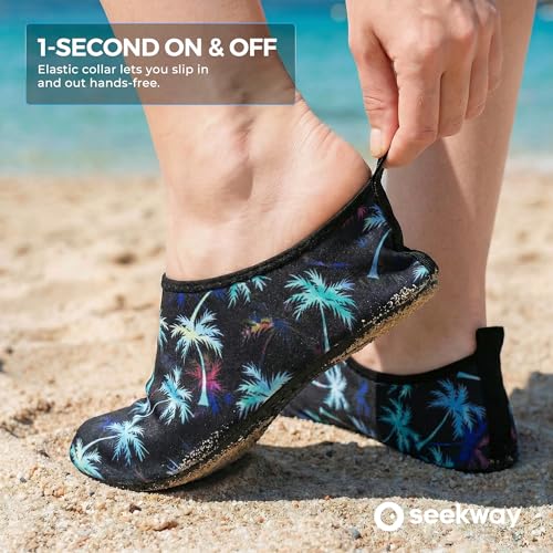 Image of SEEKWAY Water Shoes Women Men Adult Quick-Dry Aqua Socks Barefoot Non Slip for Beach Swim River Pool Lake surf Black SK002(U)