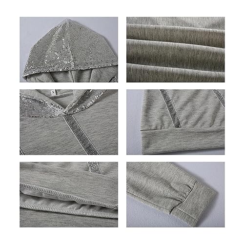 Pull ample à capuche femme avec détails sequins pour briller en hiver - 4