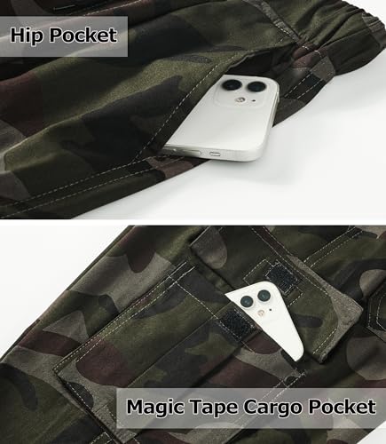 Image of TLAENSON Boys Cargo Joggers Pants Elastic Waist Casual Jogging Trousers Bottom for Kids 6-16 Years