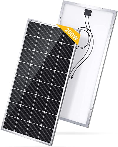 BougeRV 200W 12V Solarpanel, Monokristallines Solarmodul, hocheffiziente 9BB Solarzelle Solar Panel, Photovoltaik Solarladegerät mit Ladekabel für Haus Wohnmobil Anhänger Camping Akku und mehr Cover