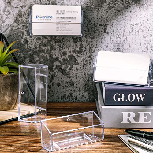 Eersida 8 Pack Acrylic Business Card Holder Wall Mount Clear Business Card Holder Plastic Card Display Desktop Single Card Holder For Office Home, 3.875 X 1.25 X 1.625 Inch, Horizontal #TOP6