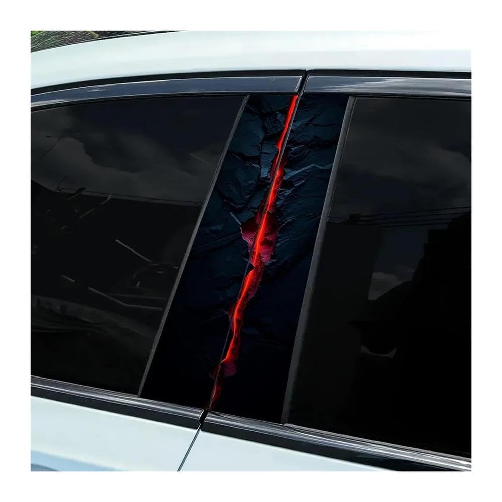Body Parts 2pcs Car Center Pillar Sticker Red Cracked Vinyl Auto B-Pillar Waterproof Protective Film