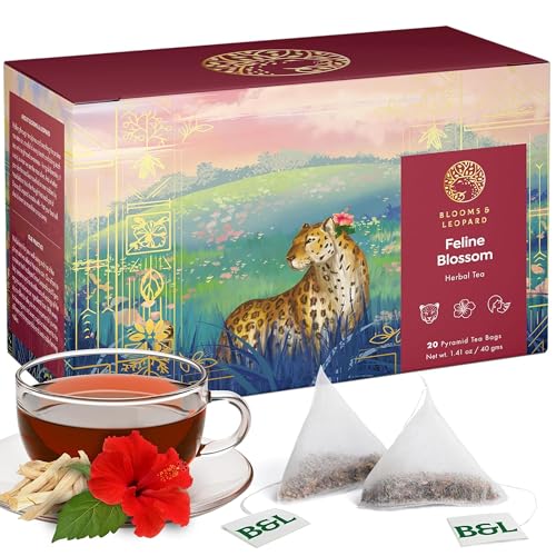 Blooms & Leopard Premium Herbal Tea Bags – Feline Blossom Blend w...