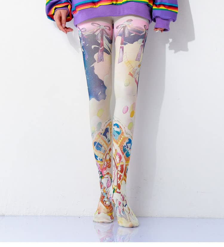 Image of Sahabowi Women's Sheer Tights, Digital Print Designs Stockings