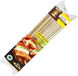 Saco de espetinho de madeira Gina 25 cm com 50 unidades para Churrasco Doces Crepes Artesanato Algodão Doce Marshmallow Kafta Queijo Fondue