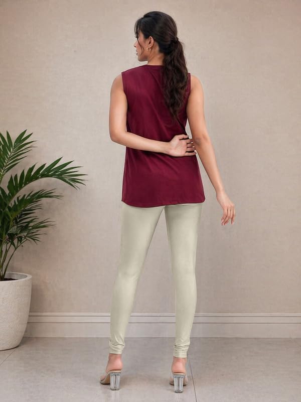 Image of TRENDMALLS Women's Microfiber Elastane Stretch Soft Churidar Length Leggings with Ultrasoft Waistband