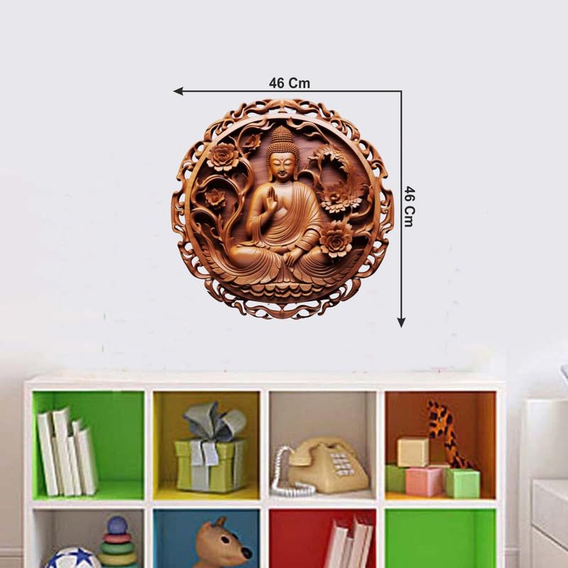 Image of Lord Buddha PVC Vinyl,Wall Sticker for Home Decor - Ideal for Living Room, Bedroom, Hall, Kids Room, Play Room (Size -45 cm x 45 cm) (Lord Buddha(45 cm x 45 cm))