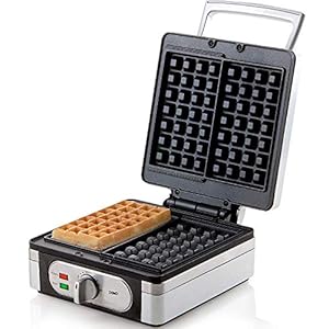 Domo DO9047W/N waffle machine (1400 watts, for extra thick square Belgian/Brussels waffles)
