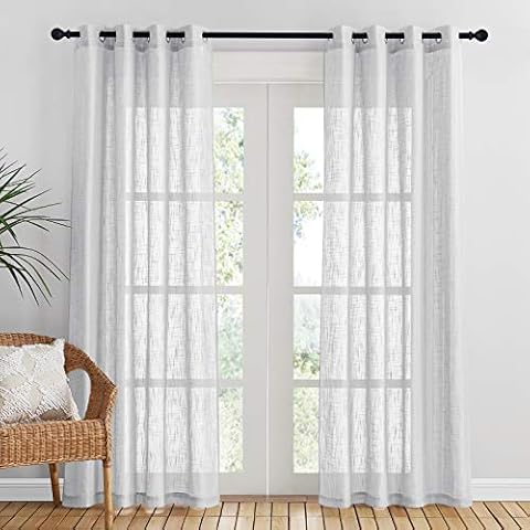 PONY DANCE Schlafzimmer Gardinen und Vorhänge Vorhang Leinenoptik Halbtransparent Fenster Vorhänge Cover