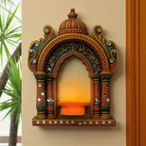 Image of SATYAM KRAFT 1 Pcs DIY Jharokha Jarukha 2D Look Decorative Wooden MDF Wall Hanging for Gifting, Traditional Showpiece for Home Decor, Living Room Decor, Wedding & Festival Decoration Items