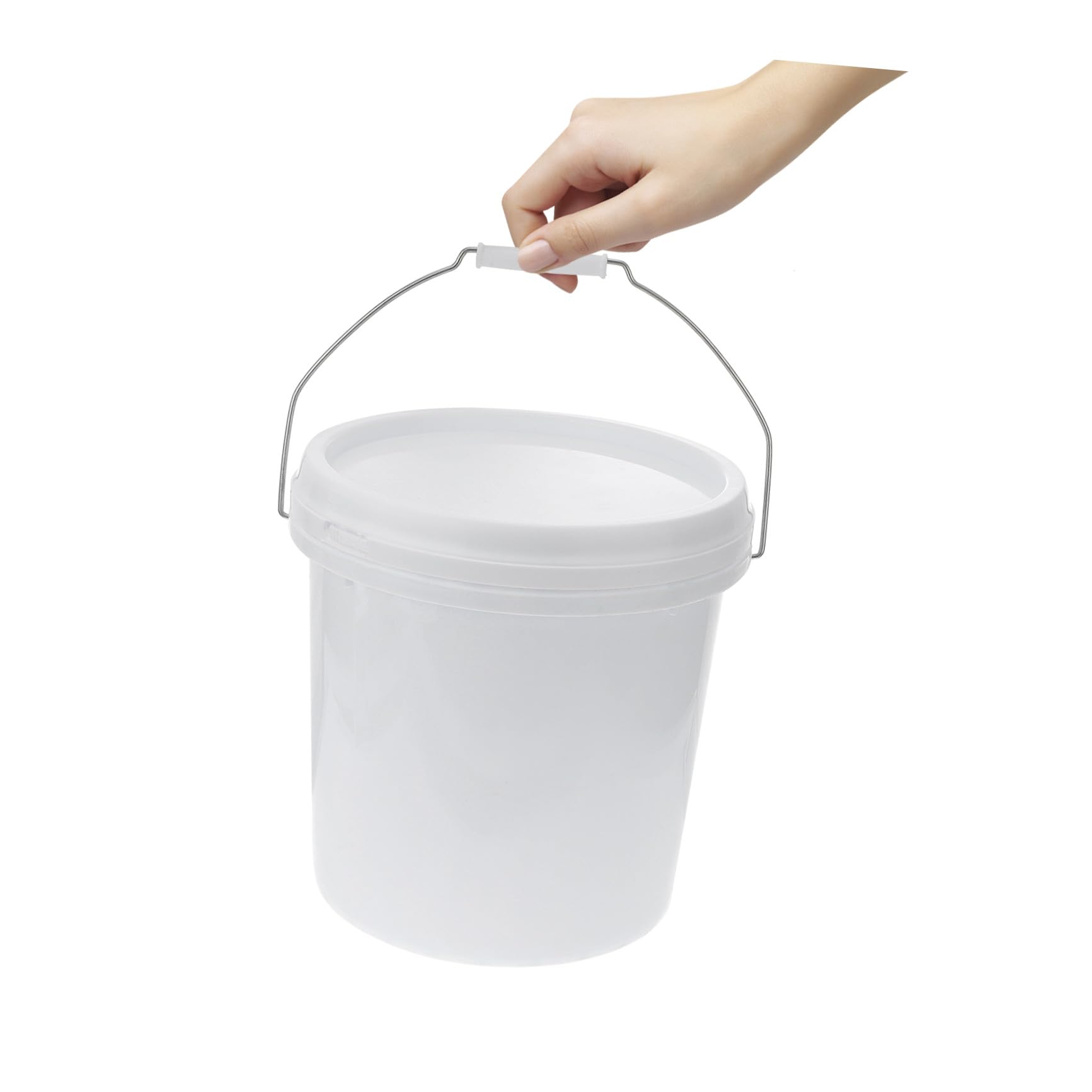 Cubo de agua de plástico de 3 galones, cubo de agua de plástico blanco con asa y tapa, contenedor de pintura, cubo de pigmento para proyectos de arte, manualidades, cubo de 3 galones