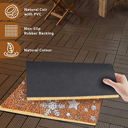 Image of Onlymat Christmas Coir Doormat With Non-Slip PVC Backing for Gateway, Entryway, Outdoor, Indoor, Patio - Durable and Large, Weatherproof Multicolour, Merry Christmas Printed Rug (60cm x 1.5cm x 40 cm)