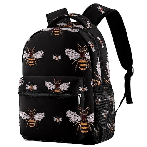 Sac à dos léger pour femmes avec motif abeille, grand format et résistant pour le quotidien