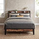 LIKIMIO Full XL Bed Frame, Storage Headboard with Charging Station, Solid and Stable, Noise Free, No Box Spring Needed, Easy Assembly