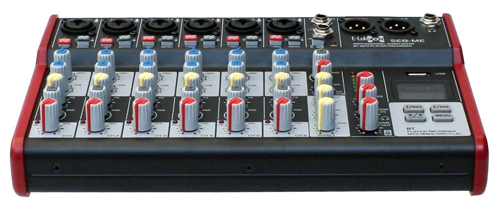 E-Lektron Live Mischpult Mixer + Stereo USB/Bluetooth/Soundkarte, inkl. Phantom (SE-8-6-Kanal + Stereo)
