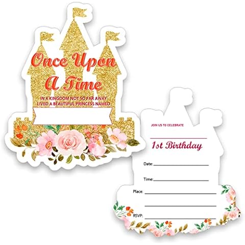 Princess Birthday Invitations Princess Castle Shaped Fill in Invite Cards with Envelopes (Set of 20) Cover
