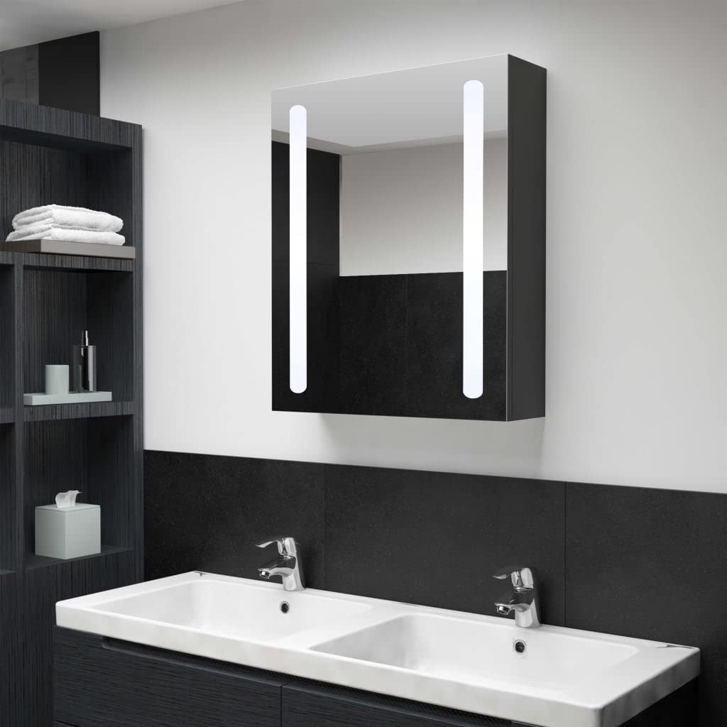 Generic Szafka łazienkowa z Lustrem LED, Szafka Pod toaletkę z Paskami świetlnymi LED, Złącze USB, Długotrwałe Użytkowanie, Podwójne Energooszczędne światło, 3 Półki na Przybory